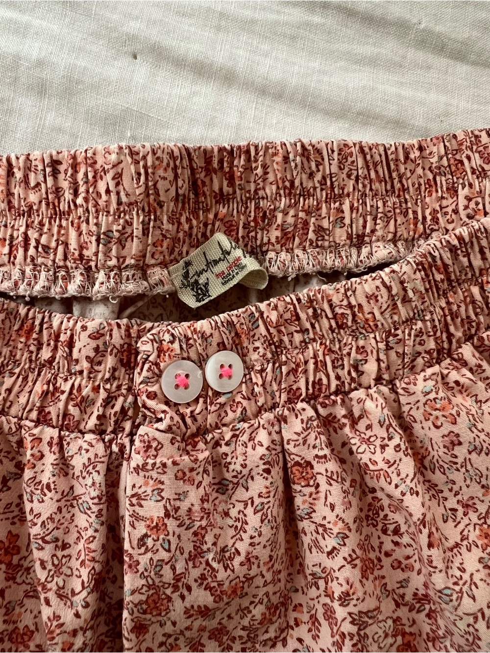 Free People Women’s Pink Floral Elastic-Waist Boxer Shorts - Picture 3 of 4